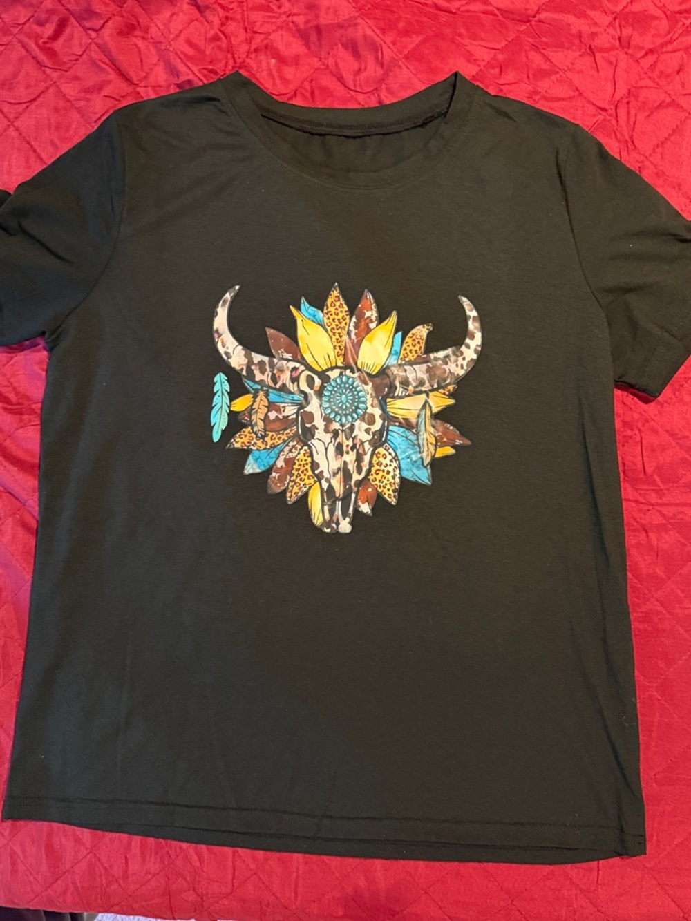 Women’s black western boho style T-Shirt
